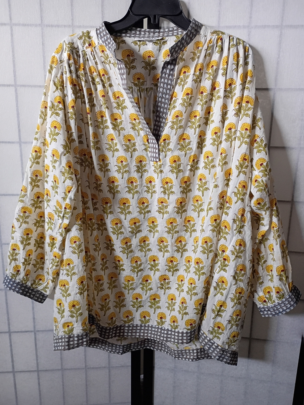 d.heart.d by Diane Nelson Hand-Block Print Cotton Tunic Top